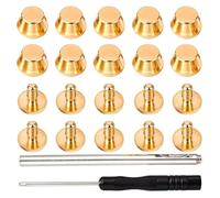 Yarryuter 10 Piezas de Patas para Bolsos, con Tachuelas Redondas de Latón Dorado de 1/2 Pulgada, con Destornillador y Abridor de Agujeros.