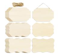 Yarryuter 24 Piezas de Letrero de Madera Colgante Sin Terminar en con Cuerdas, Letrero de Madera en Rectangular, Letreros de Puerta Artesanales Colgantes Lisos, Arte de Pared