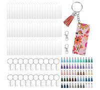 Yarryuter 242 Piezas de Llaveros en para Sublimación A Granel, Lados Dobles, 60 Llaveros de Sublimación de MDF en con 60 Llaveros y Borlas