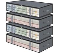 Yarryuter 4 Contenedores de Almacenamiento Debajo de la Cama: Organizadores para Ropa, Mantas y Zapatos con Asas