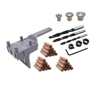 Yarryuter 41 Piezas de Brocas de 6/8/10 mm para Carpintería, Plantilla para Taladrar con Espigas, Guía para Taladrar y Localizar Agujeros, Color Gris