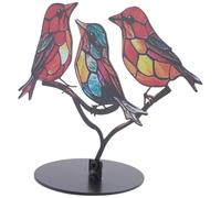 Yarryuter Adornos de Escritorio de PáJaros Manchados en Rama, Adorno de Escritorio de Metal TeñIdo de PáJaros Multicolores, Adorno de Hierro TeñIdo,B