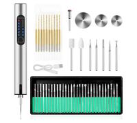 Yarryuter Bolígrafo Grabador Recargable por USB, Taladro Manual Portátil para Hacer Joyas, Metal, Madera, Piedra, Plástico y Vidrio, Gris