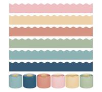 Yarryuter Bordes Bohemios para Tablón de Anuncios de 73 M, Coloridos, para Aula, con Bordes Festoneados Bohemios, Pegatinas Enrolladas (6 Rollos)