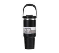 Yarryuter Botella Aislada Al Vacío de 30 Onzas con Asa y Pajita Abatible de Café de Acero Inoxidable de Doble Pared de Viaje A Prueba de Fugas,A