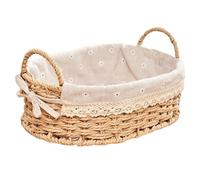 Yarryuter Cestas de Almacenamiento Tejidas A Mano con Asas para Dormitorio, Cajas de Cosméticos para Cocina, Organizador de Baño, Desayuno, Fruta, Desayunador Ovalado.