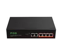 Yarryuter Conmutador PoE de 6 Puertos 4-PoE+2 UP-Link 100Mbps Red Ethernet RáPida Adaptador de Concentrador de Red DoméStica Serie Power Connect-EU Plug