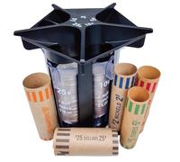 Yarryuter Contador de Monedas en Tubo Clasificador de Monedas con Envoltorios Monedas, Máquina Contadora Cambios Clasificadora de Cambios 5 en 1, Soporte para Monedas Organizador de Monedas