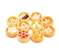 Yarryuter de Mini Comida de 10 Piezas, de Bollo Relleno al Vapor, y Delicioso de Comida, para DecoracióN de TeléFono y Bolso