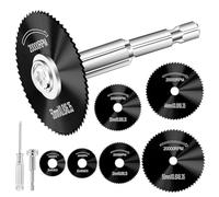 Yarryuter Disco de Corte Negro para Taladro Rotatorio de Vástago Hexagonal de 1/4 de Pulgada, 6 Hojas de HSS para Taladros y Herramientas Rotativas.