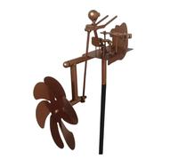 Yarryuter Estatua de de Viento de Metal con Batería, Estatua Decorativa de Arte Rupestre Eólico para Jardín, Patio, Césped, Porche y Patio Trasero.