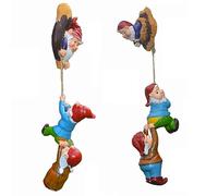 Yarryuter Estatua de Gnomos de JardíN de Hadas con Cuerda de Escalada Traviesa, Accesorios de DecoracióN para Exteriores de Gnomo de JardíN de Resina para Abrazar áRboles