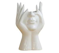 Yarryuter Florero de Estilo Nórdico, Florero de Media Cara para Mujer, Florero, de Cerámica, Decoración de Escritorio para Dormitorio, Sala de Estar, B