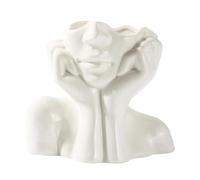 Yarryuter Florero de Estilo Nórdico, Florero de Media Cara para Mujer, Florero, de Cerámica, Decoración de Escritorio para Dormitorio, Sala de Estar, A