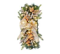 Yarryuter Guirnalda Colgante de Navideña, Decoración Navideña, Colgante de Navideña para Puerta de Pared Navideña + Luz LED Dorada