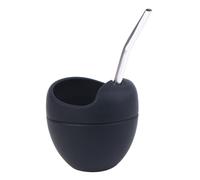 Yarryuter Juego de Mate de Silicona Negro de 180 Ml y 5 Oz para Yerba Mate con Asa para Regalo