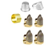 Yarryuter Kit de Dedales: 7 Dedales para Coser A Mano, Protectores de Dedos Metálicos y Anilla para Acolchado y Bordado.