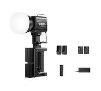 Yarryuter Kit de Luz LED para Cámara COB de 80 W, Luz LED Fotográfica Regulable de 2500-6500 K para Estudio Fotográfico, Película, Enchufe UE