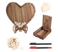 Yarryuter Libro de Visitas de Boda con Soporte en Forma de Corazón, Caja de Almacenamiento de Estilo Pastoral para Bodas, Mensaje de Cumpleaños, Mesa de Registro de Bodas