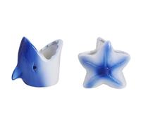 Yarryuter Macetas de Animales Marinos, Tiburones, Estrellas de Mar Azules, Maceta Pequeña, Maceta de Escritorio de Cerámica Esmaltada