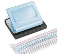 Yarryuter Máquina Perforadora de 10 Agujeros para Agendas, con 10 Anillas Multicolor, 30 Agujeros en A4, 20 Agujeros en A5 Azul.