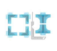 Yarryuter Paquete de 7 Guías de Esquinas para Cajas de Aglomerado, con Guía 5 en 1 para Tapas de Libros, Herramienta de Encuadernación Metálica para Hacer Cajas, Color Azul.