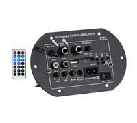 Yarryuter Placa Amplificadora de Potencia de Graves HiFi de 12 V, 24 V y 220 V con Módulo de Reproductor USB y Micrófonos Duales para Audiófilos. Enchufe de la UE.