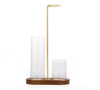 Yarryuter Porta Incienso para Varillas, Quemador de Incienso Anticenizas, con Cenicero de Cristal y Organizador de Varillas, Color Marrón Oscuro.