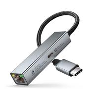 Yarryuter Tarjeta de Red USB C 2 en 1 con Puerto de Carga Rápida PD de 60 W, Adaptador Gigabit LAN RJ45 Tipo C A Ethernet de 1000 Mbps para PC