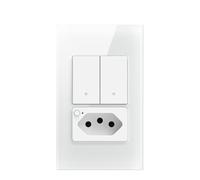 Yarryuter Tuya WiFi Smart Switch Brasil Socket Requiere 2 Gang Light Switch Trabajo Control de Voz Smart Switch Brasil Plug