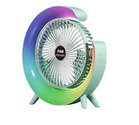Yarryuter Ventilador Portátil USB Recargable, Ventilador LED 7 Colores, Ventilador Eléctrico Ajustable A 180°, Ventiladores Camping, Mini Ventilador Escritorio 3 Velocidades, Color Verde