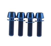 Yaruijia Tornillo de titanio M6 x 20 mm, cabeza cónica, con arandela Ti, para freno de disco de bicicleta, paquete de 4 (azul)