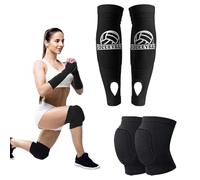 YARUJING Voleibol Accesorios 1 Par Protectores De Brazos De Vol-eibol + 1 Par Rodilleras Para Voleibol Con Acolchado Protector y Orificios Para El Pulgar Equipo De Protección De Volei bol Para Unisex