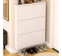 YARUQN - Zapatero de metal delgado - Almacenamiento de zapatos montado en la pared con cajones abatibles, diseño blanco moderno, ahorro de espacio para entrada y pasillo, 508 x 122 x 700 mm