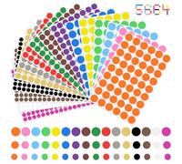 YARVPUV 5664 Piezas Gomets Colores Surtidos 16 Colores Pegatinas Redondas 20mm 15mm 10mm Stickers Codificación Etiquetas para Calendarios, Marcado, Oficina, Manualidades para Niños