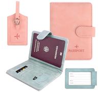 YARVPUV Funda Pasaporte y Identificador de Maletas Set con Bloqueo RFID Porta Pasaporte y Documentos de Viaje Cuero de PU Accesorios de Viaje para Pasaporte Tarjetas de Crédito Tarjetas de Identidad