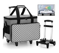 Yarwo Bolsa de Ruedas de la Máquina de Coser es Desmontable, Bolsa de Trolley de la Máquina de Coser con Panel de Soporte Inferior, Adecuado para la Mayoría de la Máquina de Coser