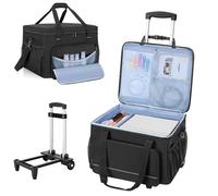 Yarwo Bolsa de transporte con ruedas para impresora Epson/DNP/HiTi/Mitsubishi, bolsa de transporte acolchada con ruedas extraíbles y divisor para rollos de papel fotográfico, 42 x 41 x 30 cm