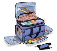 Yarwo Bolsas de Labores, Organizador para Lanas con Cubierta, Bolsa de Almacenamiento para Agujas de Tejer (Hasta 35.5cm), Ganchillos, Ovillos de Hilo y Otros Accesorios, Azul (Solo Bolsa)