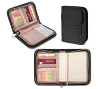 Yarwo Funda para Cuaderno Compatible con Field Notes y Moleskine Cahier (9 x 14 cm), Funda con Cremallera para Notebook de Bolsillo, Con Porta Tarjetas y Bolígrafo (Negro)