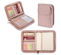 Yarwo Funda para Cuaderno Compatible con Field Notes y Moleskine Cahier (9 x 14 cm), Funda con Cremallera para Notebook de Bolsillo, Con Porta Tarjetas y Bolígrafo (Rosa)