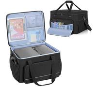 Yarwo Maletín de Transporte para Impresora Compatible con HP OfficeJet Pro/DeskJet/Smart Tank/Epson EcoTank, Bolsa de Almacenaje Acolchada con Placa Base y Separadores para Tinta y Material de Oficina