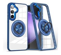 Yarxiawin Funda para Samsung Galaxy A55 5g con anillo soporte magnético negro, militar protección para Samsung A55 funda transparente antigolpes rígida Case fina (azul oscuro)