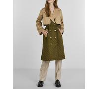 Yas Gabardina de mujer midi manga larga bicolor. Caramelo 42 (XL)