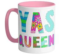 Yas Queen - Taza de café de 325 ml, regalo rosa para papá, mamá, abuelo, abuela, de hijo, hija, marido, esposa, taza de cerámica novedosa