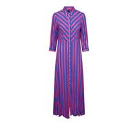 YAS Savanna - Camiseta Larga de Manga Corta Vestido, Fucsia Fedora/Rayas: Blue Lolite, XL para Mujer