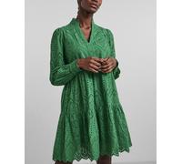 Yas Yas - Vestido corto cuello pico 100% algodón orgánico.. Verde Talla 36