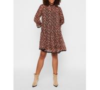 Yas Yas - Vestido corto estampado manga francesa. Marrón Talla 34