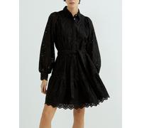 Yas Yas - Vestido corto manga larga cinturón. Negro Talla 40