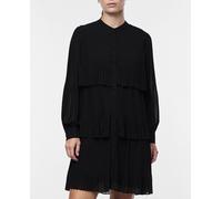 Yas Yas - Vestido corto manga larga con pliegues. Negro Talla 36